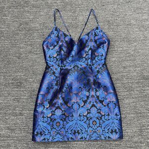 Free People Dress Women 8 Blue Queen Of Hearts Mini Disco Dance Club Sleeveless